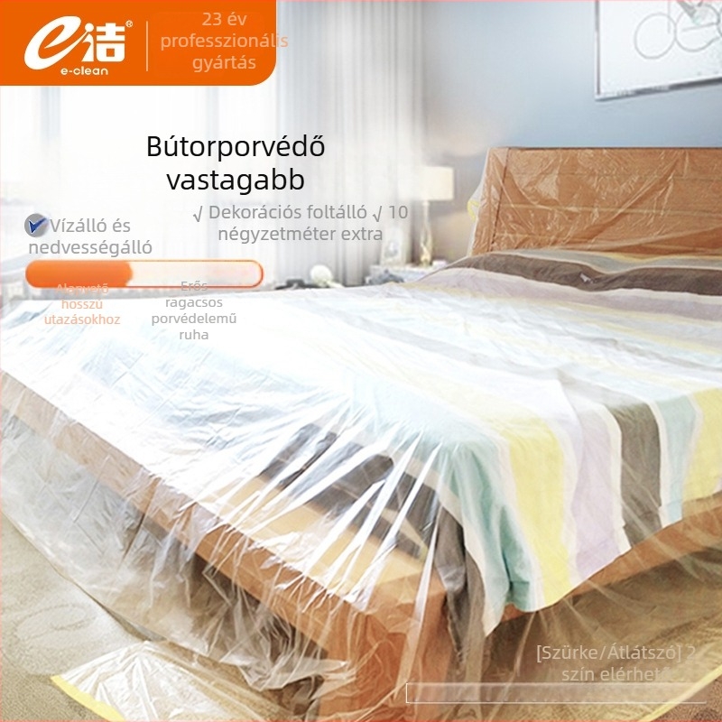 Porvédő borító ágynak és bútorokhoz, műanyag, négyzet alakú, vízálló, egyszer használatos