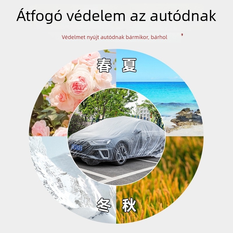 Autóvédő takaró, átlátszó PE-filmből, vastagított, eső- és porvédő, univerzális; Márka: Yin chun; Anyag: Egyéb; Testreszabhatóság: Igen; Alkalmazás: Autó; Stílus: Átlátszó