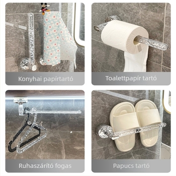 Erős szívó törölközőtartó, falra szerelhető, fúrás nélküli, műanyagból, Light Luxury stílus, imega