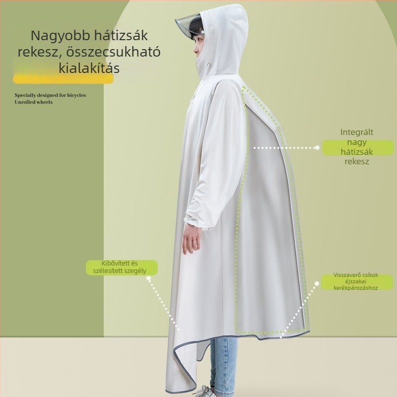 Felnőtt kerékpáros esőponcsó PVC anyagból, egy személyre