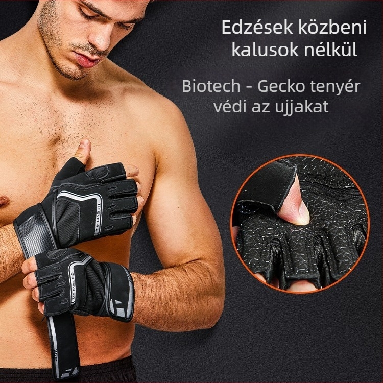 TMT edzőtermi kesztyű tenyérvédővel – nejlon, félujjas dizájn, kézvédő (TMT)