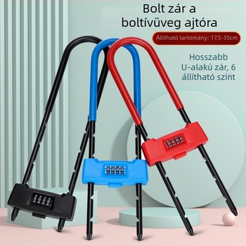 Hosszú U-alakú számzár üvegajtókhoz – Strength márka, cinköntvény test, típus: számok, rudak vastagsága 14 mm, rudak közötti távolság 80 mm, testreszabható