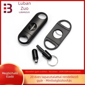 Háromrészes szivar eszközkészlet: szivarszúró, V-alakú vágó, kettős élű vágó; anyag: rozsdamentes acél, felület: finomított; Luban, Yangjiang