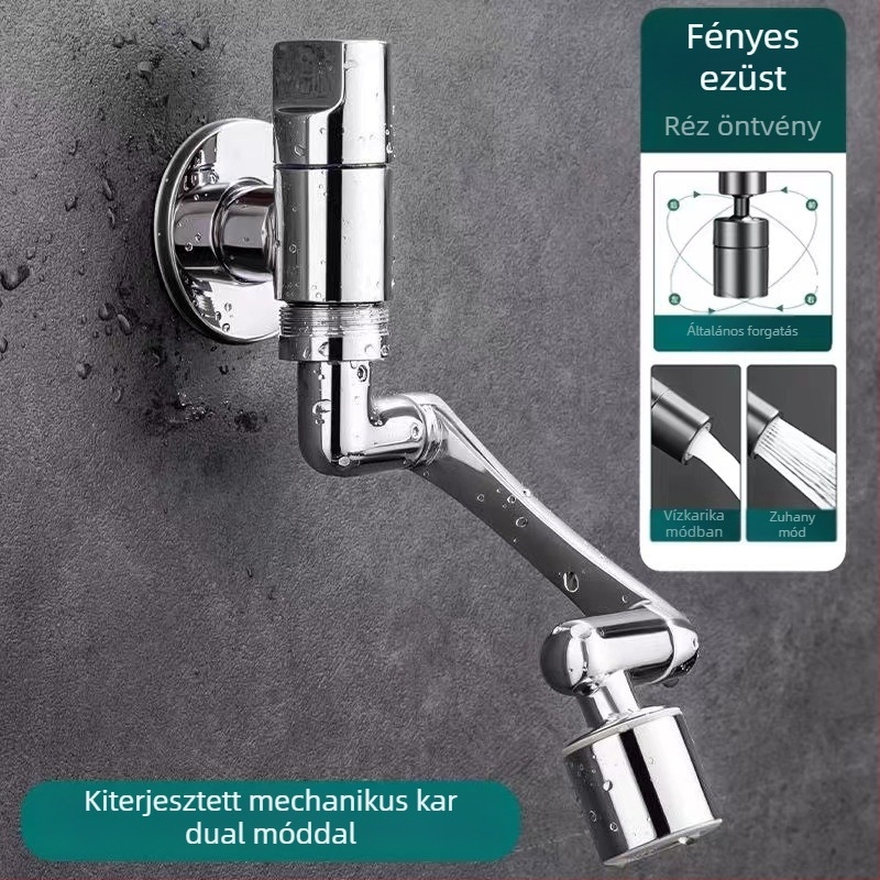 Réz anyagú falba építhető mosdócsap hosszított kivitel, csöpögésmentes, modell 825, fürdőszobához és erkélyhez