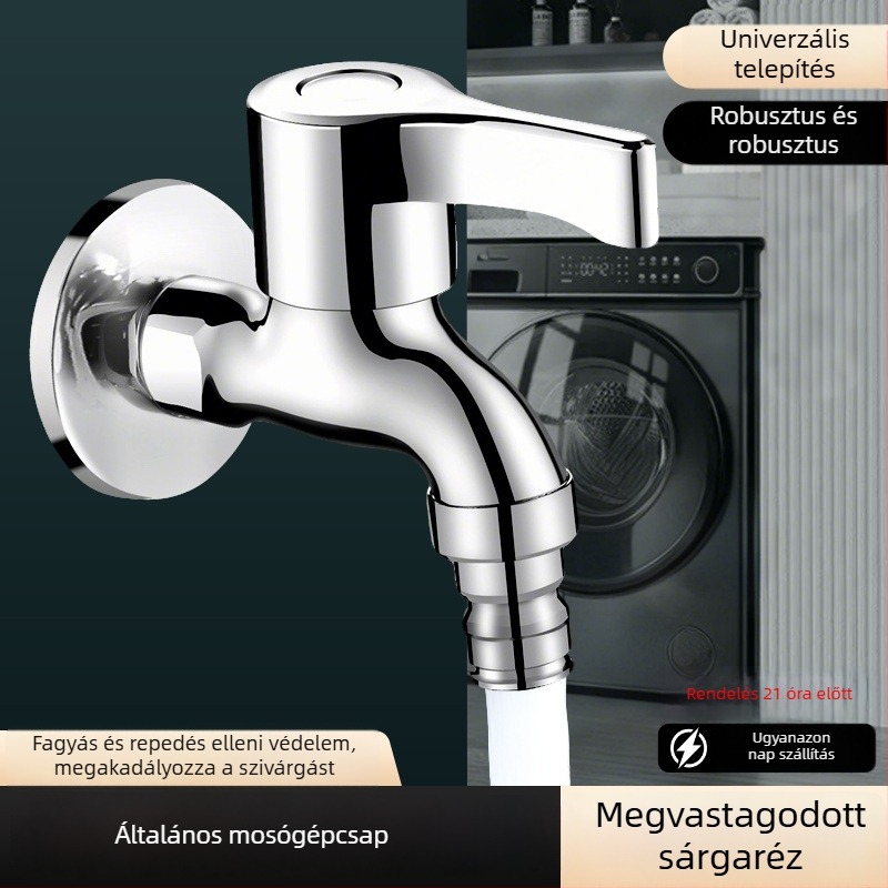 Mosógép csaptelep, finom réz, falba épített, 20 mm bemenet/kimenet, kerámia korongos szelep, csiszolt felület