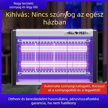 Fali LED szúnyogriasztó lámpa, fényhullámmal vonzza a szúnyogokat és elektromos ölő mechanizmus, alumínium háló, 61 m² felett, 2 éves garancia