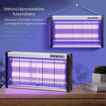 Fali LED szúnyogriasztó lámpa, fényhullámmal vonzza a szúnyogokat és elektromos ölő mechanizmus, alumínium háló, 61 m² felett, 2 éves garancia