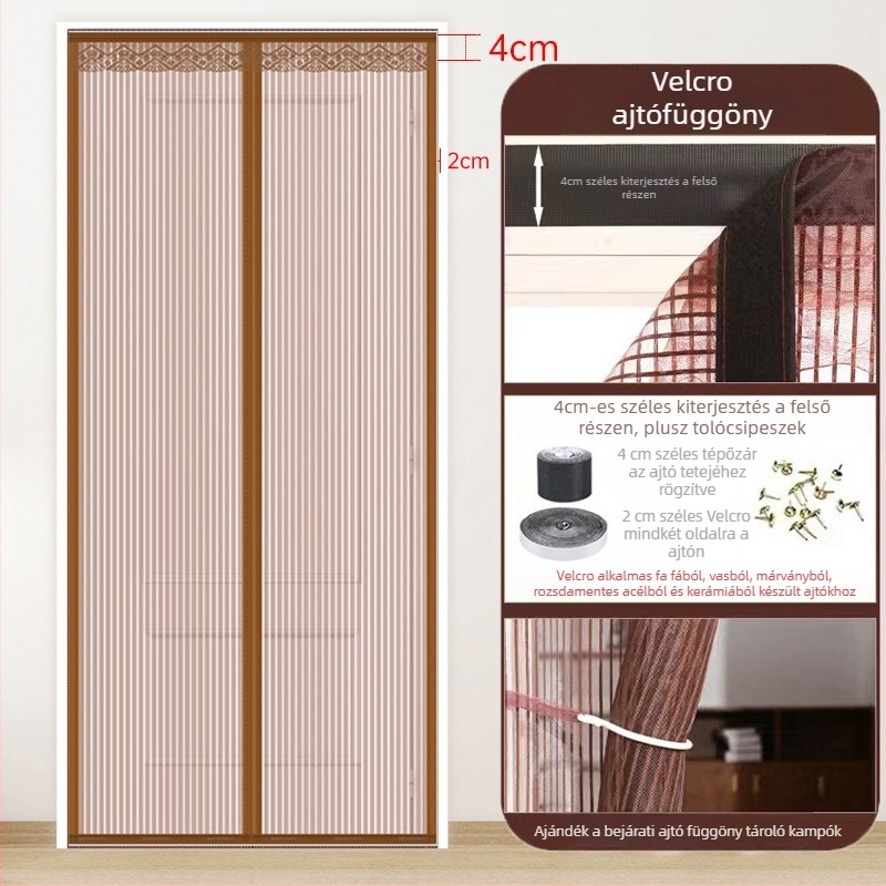 Ajtó szúnyogháló-függöny a hálószobába, modern, minimalist stílus, növényi mintázat