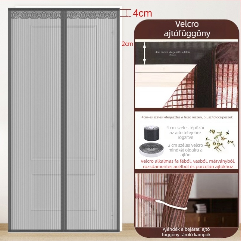 Ajtó szúnyogháló-függöny a hálószobába, modern, minimalist stílus, növényi mintázat