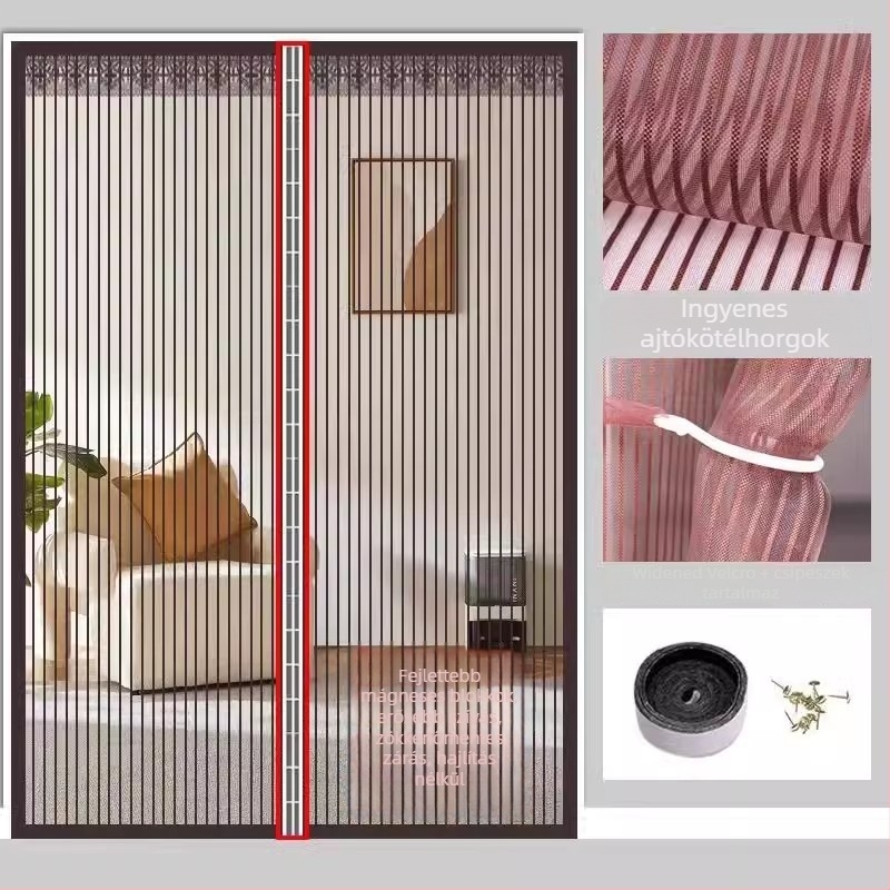 Ajtó szúnyogháló-függöny a hálószobába, modern, minimalist stílus, növényi mintázat