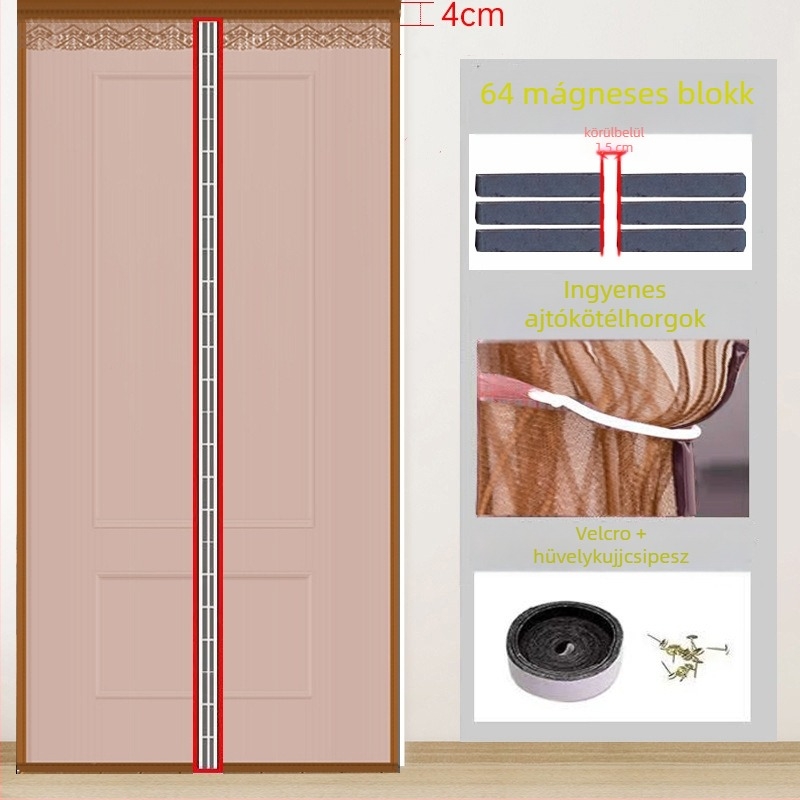 Ajtó szúnyogháló-függöny a hálószobába, modern, minimalist stílus, növényi mintázat