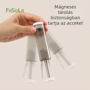 Hordozható zseb tű- és cérnáz készlet, tűtartó doboz, PC/ABS/szénacél, 360 darab, DZ-844