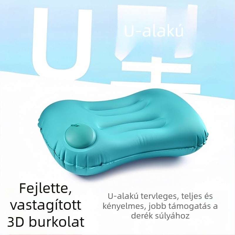 Felfújható utazópárna deréktámasz-támogatással, összecsukható, 122 g, vastagított levegőpárna