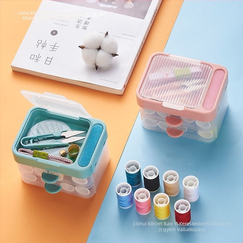 Hordozható zseb-stílusú varrókészlet mini tű- és cérnedobozzal, otthoni és kollégiumi használatra