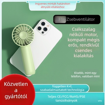 Zsebbe méretű kézi ventilátor USB töltéssel, brushless motor, 3 lapát, 3 fokozat, beépített 1200–2000mAh akkumulátor