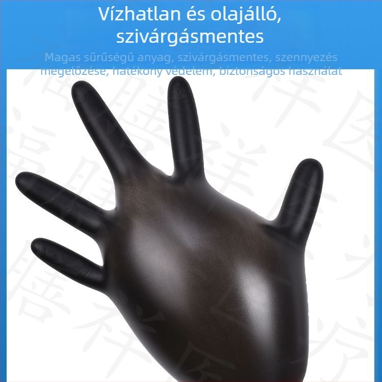 Egyszer használatos nitril kesztyűk, vastagított kivitelben, olajálló és sav-bázis ellenálló, tetoválás, szépségszalon, fodrászat és mechanikai karbantartás céljára