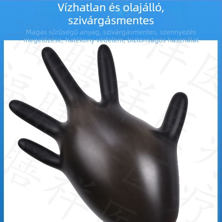 Egyszer használatos nitril kesztyűk, vastagított kivitelben, olajálló és sav-bázis ellenálló, tetoválás, szépségszalon, fodrászat és mechanikai karbantartás céljára