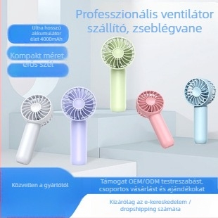 Kézi mini USB zsebbe illő ventilátor, brushless motor, 1200–2000 mAh akkumulátor, 3 sebesség, csendes működés