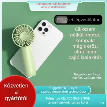 Kézi mini USB zsebbe illő ventilátor, brushless motor, 1200–2000 mAh akkumulátor, 3 sebesség, csendes működés