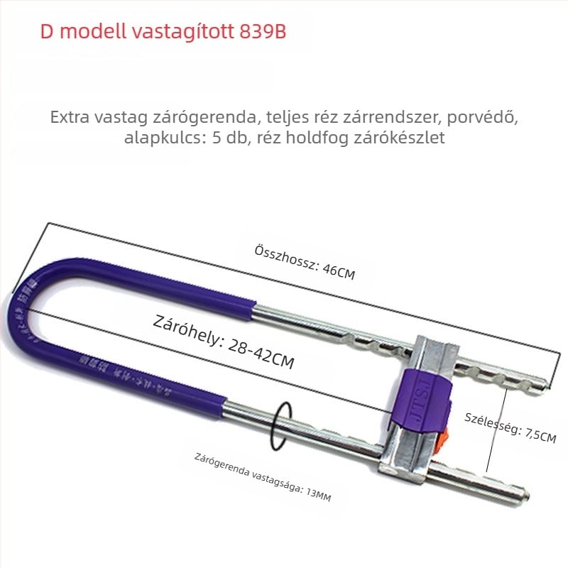 Ü-alakú üvegajtó zár, meghosszabbított kivitel, dupla nyílású csúszóajtóhoz, lopás elleni zár, cinkötvözet, modell 1, új kínai stílus, irodai és üzlethelyiségi használatra
