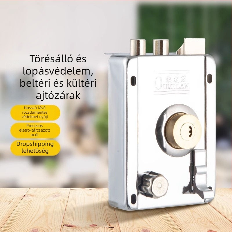 Retesz-zár rozsdamentes acélból, lopás elleni védelemmel és betörés elleni kialakítással – otthoni használatra, márka Shouli, modell JCJCJYWJMS-2021817-D