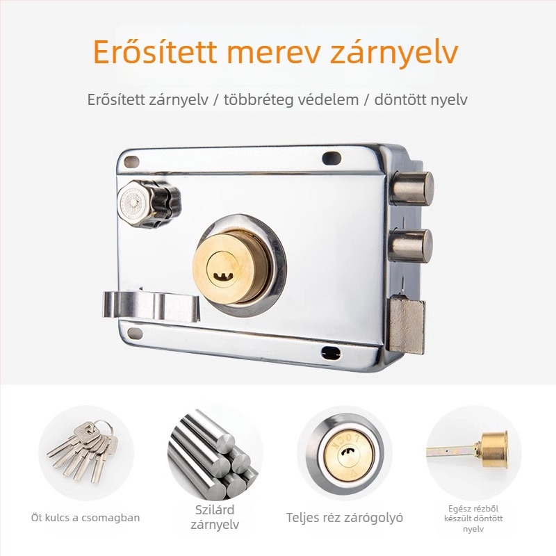 Retesz-zár rozsdamentes acélból, lopás elleni védelemmel és betörés elleni kialakítással – otthoni használatra, márka Shouli, modell JCJCJYWJMS-2021817-D