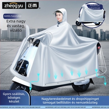 Motorkerékpárhoz/elektromos robogóhoz készült teljes testű esőköpeny, Oxford anyag, PVC vízálló réteg, vastag stílus, 22 denier, Modell ZY-5029