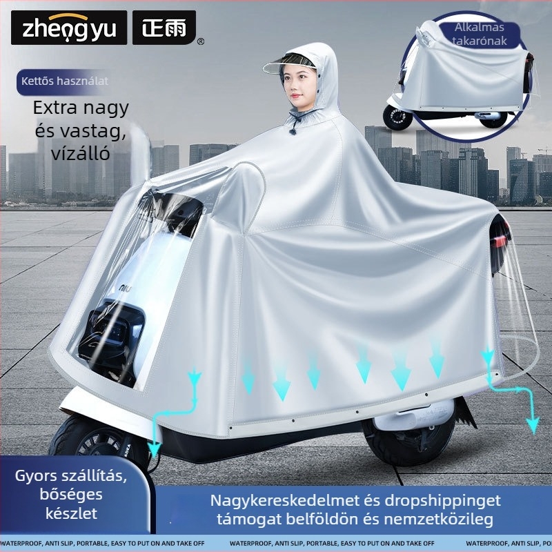 Motorkerékpárhoz/elektromos robogóhoz készült teljes testű esőköpeny, Oxford anyag, PVC vízálló réteg, vastag stílus, 22 denier, Modell ZY-5029
