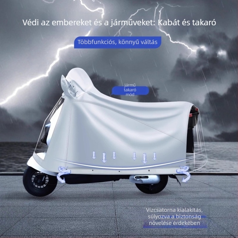 Motorkerékpárhoz/elektromos robogóhoz készült teljes testű esőköpeny, Oxford anyag, PVC vízálló réteg, vastag stílus, 22 denier, Modell ZY-5029