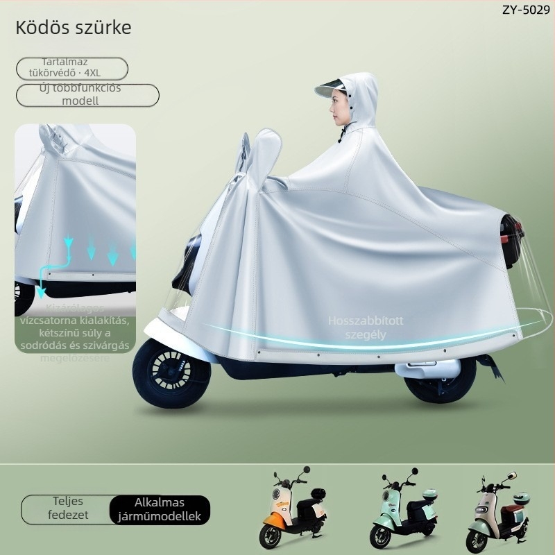 Motorkerékpárhoz/elektromos robogóhoz készült teljes testű esőköpeny, Oxford anyag, PVC vízálló réteg, vastag stílus, 22 denier, Modell ZY-5029