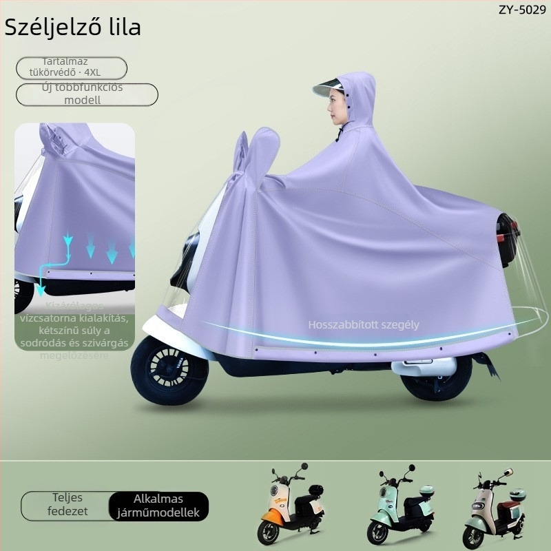 Motorkerékpárhoz/elektromos robogóhoz készült teljes testű esőköpeny, Oxford anyag, PVC vízálló réteg, vastag stílus, 22 denier, Modell ZY-5029