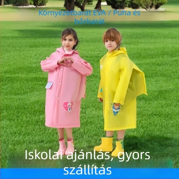 Esőponcsó gyerekeknek, EVA anyag, cartoon-stílus, hátizsák kompatibilis, többfunkciós esőruha