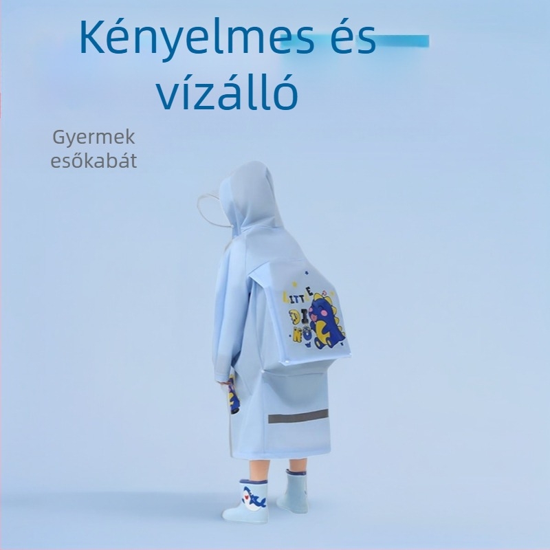 Esőponcsó gyerekeknek, EVA anyag, cartoon-stílus, hátizsák kompatibilis, többfunkciós esőruha