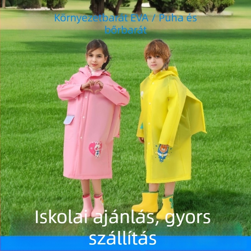 Esőponcsó gyerekeknek, EVA anyag, cartoon-stílus, hátizsák kompatibilis, többfunkciós esőruha