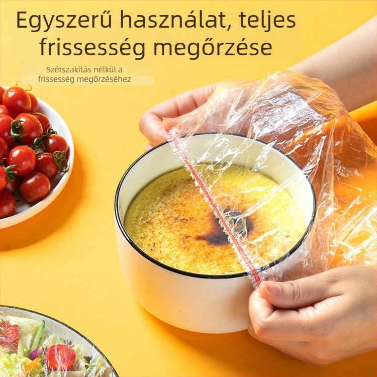 Élelmiszerfrissítő fólia, PE/Polietilén, -60°C–100°C hőállóság, 12+ db, 36 hónap eltarthatóság