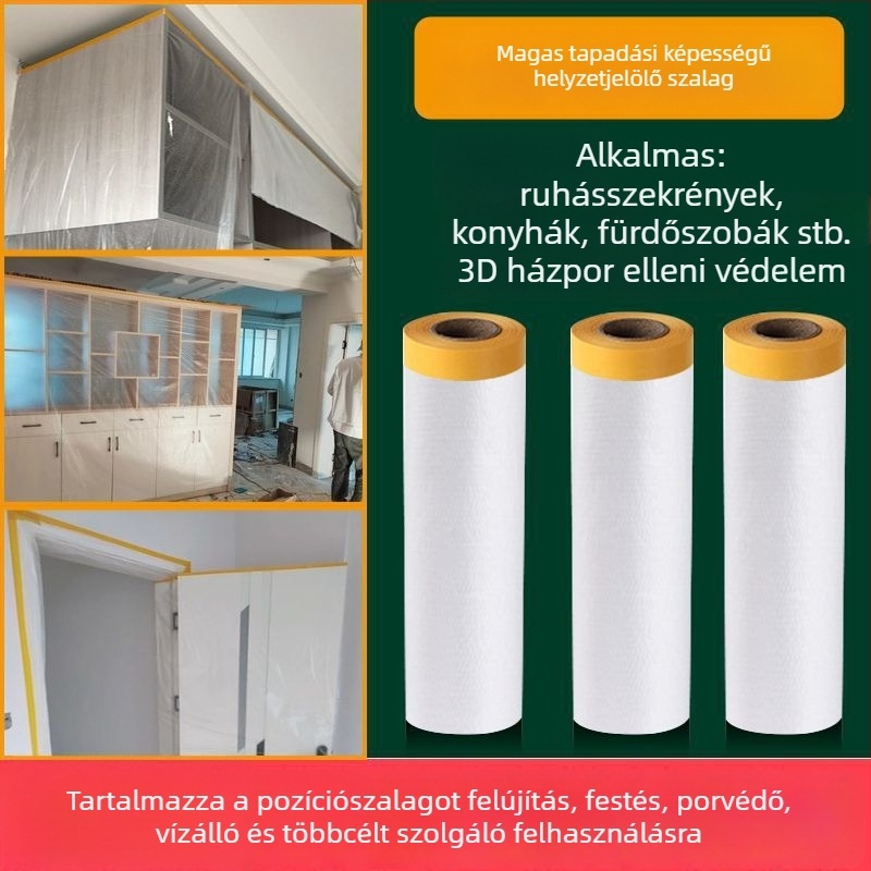 Egyszer használatos PE porvédő huzat bútorokra — ruhásszekrény, kanapé — öntapadós, egyszerű modern stílus