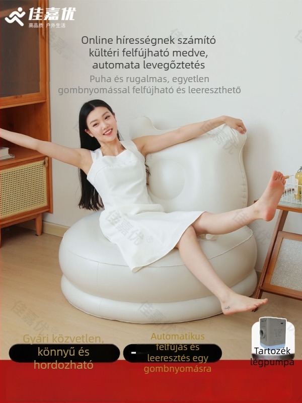 Egyszemélyes felfújható ágy-kanapé beépített pumpával, extra magas és extra vastag PVC felülettel, Jia Jia You