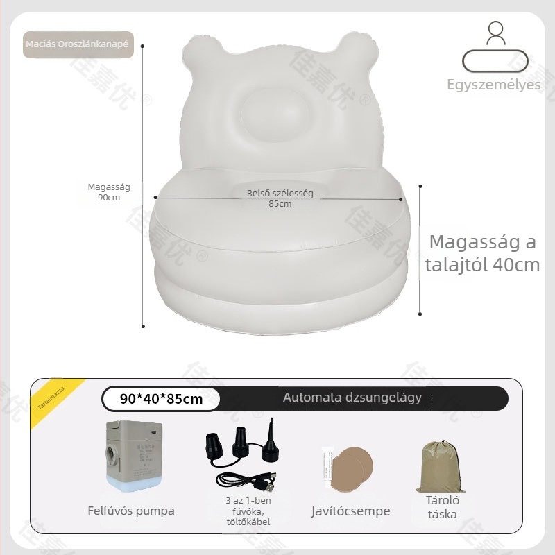 Egyszemélyes felfújható ágy-kanapé beépített pumpával, extra magas és extra vastag PVC felülettel, Jia Jia You