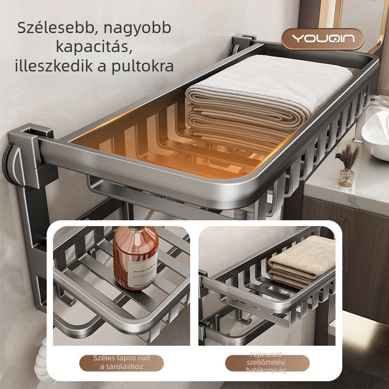 Fali törölközőtartó szívókorongokkal, vasból, 5 kg teherbírás, 1 szint, modern minimalista stílus, fúrás nélküli telepítés