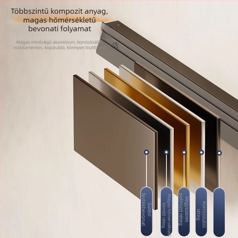Törölközőtartó vákuumos rögzítésű, Space alumínium, modern minimalista stílus, antibakteriális, egy rétegű