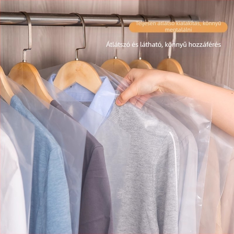 Ruhák porvédő borító PVC vastagított, átlátszó, kabátok, dzsekik és öltönyök tárolására, háztartási használatra