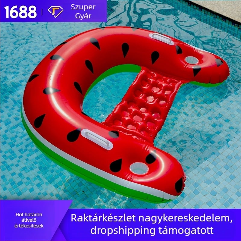 Dinnye formájú felfújható vízi lounge – U-alakú úszókanapé, környezetbarát PVC, licencelt magáncímke