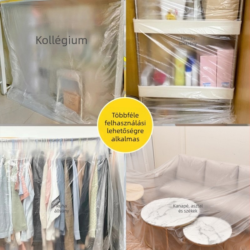 Bútorok porvédő fólia – Dustproof film sorozat, anyag: PE fólia + washi szalag, vastagság 60–70 μm, japán papír alap, vízbázisú ragasztó, áteresztés 80%