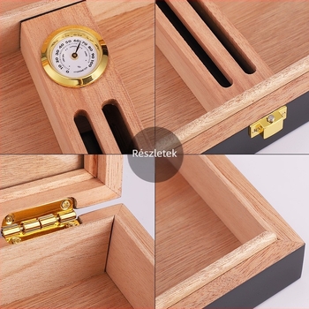 HANNICOOK cédrus dohány humidor doboz – mini hordozható tok skylight ablakkal, pianó-lakkozott felület, logó nyomtatás, testreszabás, világos luxus stílus