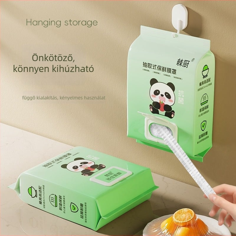 Egyszer használatos, akasztós fedővel ellátott frissítő fóliatároló tok – PE anyag, háztartási használat, 60 db