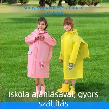 Gyerekeknek szóló esőponcsó EVA anyagból, cartoon stílus, többfunkciós esőkabát gyerekeknek, konvencionális vastagság, vízálló bevonat nélkül