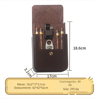 Szivar humidor doboz – bőr, skandináv-európai elegáns stílus, kézzel készített, testreszabható, modell SMZ-103