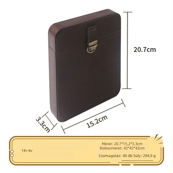 Szivar humidor doboz – bőr, skandináv-európai elegáns stílus, kézzel készített, testreszabható, modell SMZ-103