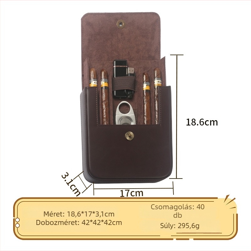 Szivar humidor doboz – bőr, skandináv-európai elegáns stílus, kézzel készített, testreszabható, modell SMZ-103