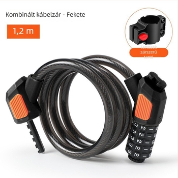 Öt számjegyű kerékpárzár JOHORSE CB-11028, acélkábel, általános használat, súly 500 g